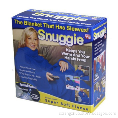 100% double-sided plush Snuggie TV blanket with sleeves